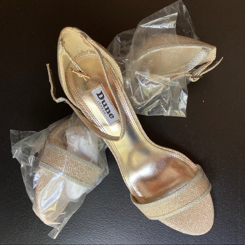 Dune London Gold Heels, Sparkle